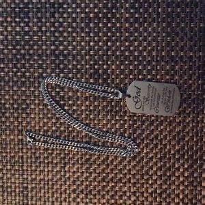 Men's charm and necklace Serenity Prayer dog tag necklace size 24-in length exce